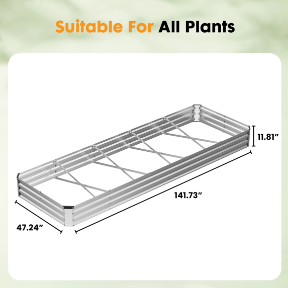 Roomisland Galvanized Raised Garden Bed, Rust-Resistant Outdoor Metal Planting Box, Easy Assembly Steel Vegetable Flower Herb Planter, No Bottom, No Rot