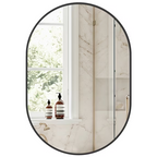 Roomisland Oval Wall Mirror Black 20"x30", Brushed Metal Frame Vanity Mirror, Tempered Glass, Wall Mount Mirror for Bathroom, Bedroom, Entryway, Living Room, Horizontal/Vertical