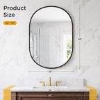 Roomisland Oval Wall Mirror Black 20"x30", Brushed Metal Frame Vanity Mirror, Tempered Glass, Wall Mount Mirror for Bathroom, Bedroom, Entryway, Living Room, Horizontal/Vertical