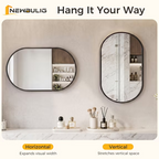 Roomisland Oval Wall Mirror Black 20"x30", Brushed Metal Frame Vanity Mirror, Tempered Glass, Wall Mount Mirror for Bathroom, Bedroom, Entryway, Living Room, Horizontal/Vertical