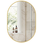 Roomisland Oval Wall Mirror Gold 20"x30", Brushed Metal Frame Vanity Mirror, Tempered Glass, Wall Mount Mirror for Bathroom, Bedroom, Entryway, Living Room, Horizontal/Vertical