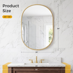 Roomisland Oval Wall Mirror Gold 20"x30", Brushed Metal Frame Vanity Mirror, Tempered Glass, Wall Mount Mirror for Bathroom, Bedroom, Entryway, Living Room, Horizontal/Vertical