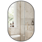Roomisland Oval Wall Mirror Black 24"x36", Brushed Metal Frame Vanity Mirror, Tempered Glass, Wall Mount Mirror for Bathroom, Bedroom, Entryway, Living Room, Horizontal/Vertical
