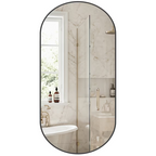 Roomisland Oval Wall Mirror Black 24"x48", Brushed Metal Frame Vanity Mirror, Tempered Glass, Wall Mount Mirror for Bathroom, Bedroom, Entryway, Living Room, Horizontal/Vertical