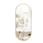 Roomisland Oval Wall Mirror Gold 24"x48", Brushed Metal Frame Vanity Mirror, Tempered Glass, Wall Mount Mirror for Bathroom, Bedroom, Entryway, Living Room, Horizontal/Vertical