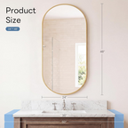 Roomisland Oval Wall Mirror Gold 24"x48", Brushed Metal Frame Vanity Mirror, Tempered Glass, Wall Mount Mirror for Bathroom, Bedroom, Entryway, Living Room, Horizontal/Vertical