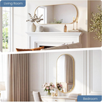Roomisland Oval Wall Mirror Gold 24"x48", Brushed Metal Frame Vanity Mirror, Tempered Glass, Wall Mount Mirror for Bathroom, Bedroom, Entryway, Living Room, Horizontal/Vertical