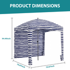 Roomisland Beach Cabana for Sand, UPF 50+ Sun Shelter with Side Wall, Easy Setup Beach Canopy Tent with Sandbags, Wind Resistant, Roof Vent, for Family