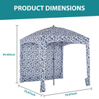 Roomisland Beach Cabana for Sand, UPF 50+ Sun Shelter with Side Wall, Easy Setup Beach Canopy Tent with Sandbags, Wind Resistant, Roof Vent, for Family