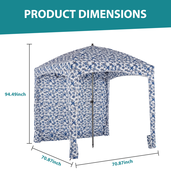 Roomisland Beach Cabana for Sand, UPF 50+ Sun Shelter with Side Wall, Easy Setup Beach Canopy Tent with Sandbags, Wind Resistant, Roof Vent, for Family