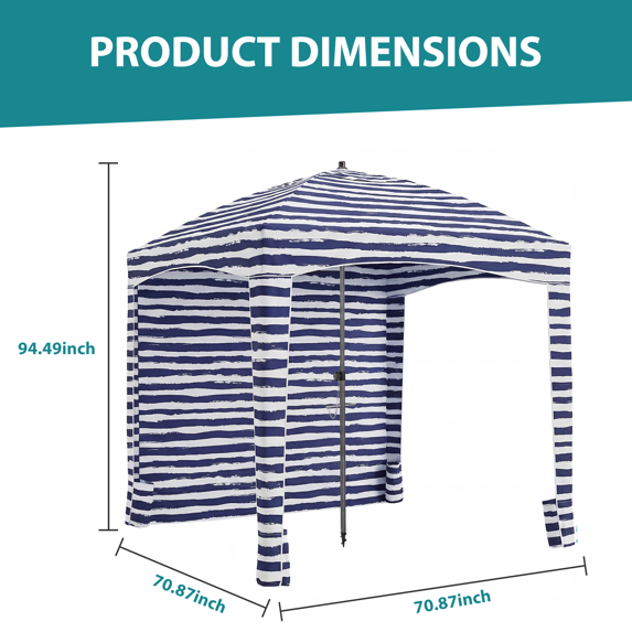 Roomisland Beach Cabana for Sand, UPF 50+ Sun Shelter with Side Wall, Easy Setup Beach Canopy Tent with Sandbags, Wind Resistant, Roof Vent, for Family