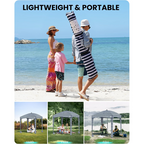 Roomisland Beach Cabana for Sand, UPF 50+ Sun Shelter with Side Wall, Easy Setup Beach Canopy Tent with Sandbags, Wind Resistant, Roof Vent, for Family