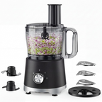 Roomisland 10.5 Cup Food Processor, 600W Multi-Functional Vegetable Chopper & Meat Grinder with 5 Blades for Slicing, Shredding, Chopping, Kneading, Dishwasher Safe