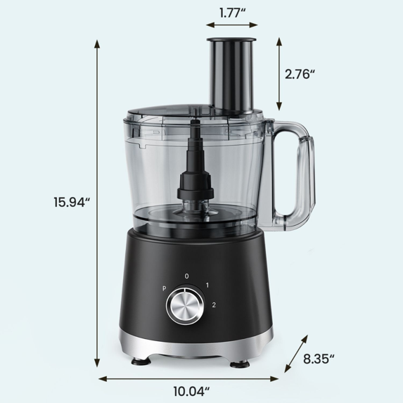 Roomisland 10.5 Cup Food Processor, 600W Multi-Functional Vegetable Chopper & Meat Grinder with 5 Blades for Slicing, Shredding, Chopping, Kneading, Dishwasher Safe