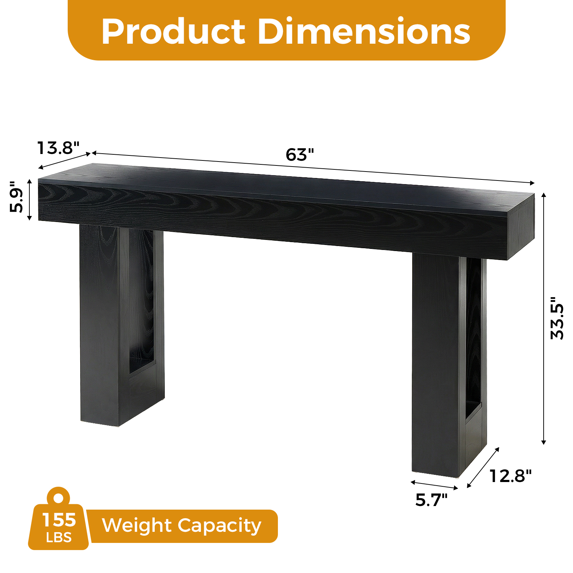 Roomisland Console Table 63 Inch, Farmhouse Sofa Table Behind Couchs, Narrow Entryway Table for Hallway Living Room, Wooden Rectangular Design