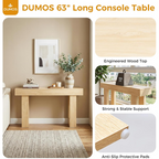 Roomisland Console Table 63 Inch, Farmhouse Sofa Table Behind Couchs, Narrow Entryway Table for Hallway Living Room, Wooden Rectangular Design