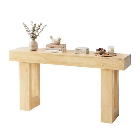 Roomisland Console Table 63 Inch, Farmhouse Sofa Table Behind Couchs, Narrow Entryway Table for Hallway Living Room, Wooden Rectangular Design