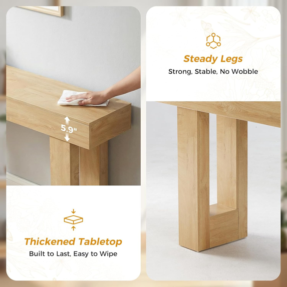 Roomisland Console Table 63 Inch, Farmhouse Sofa Table Behind Couchs, Narrow Entryway Table for Hallway Living Room, Wooden Rectangular Design