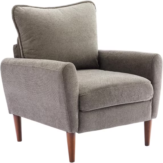 Roomisland Accent Chair, Comfy Lounge Chair with Pillow and Solid Wood Legs, Upholstered Modern Sofa for Living Room, Bedroom, Waiting Room, Office