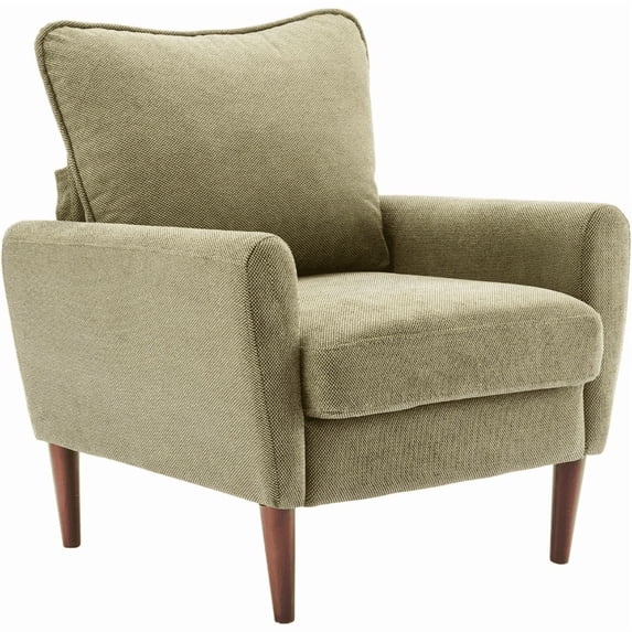 Roomisland Accent Chair, Comfy Lounge Chair with Pillow and Solid Wood Legs, Upholstered Modern Sofa for Living Room, Bedroom, Waiting Room, Office