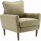 Roomisland Accent Chair, Comfy Lounge Chair with Pillow and Solid Wood Legs, Upholstered Modern Sofa for Living Room, Bedroom, Waiting Room, Office