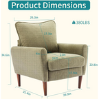 Roomisland Accent Chair, Comfy Lounge Chair with Pillow and Solid Wood Legs, Upholstered Modern Sofa for Living Room, Bedroom, Waiting Room, Office