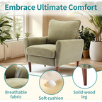 Roomisland Accent Chair, Comfy Lounge Chair with Pillow and Solid Wood Legs, Upholstered Modern Sofa for Living Room, Bedroom, Waiting Room, Office