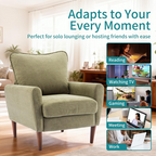 Roomisland Accent Chair, Comfy Lounge Chair with Pillow and Solid Wood Legs, Upholstered Modern Sofa for Living Room, Bedroom, Waiting Room, Office