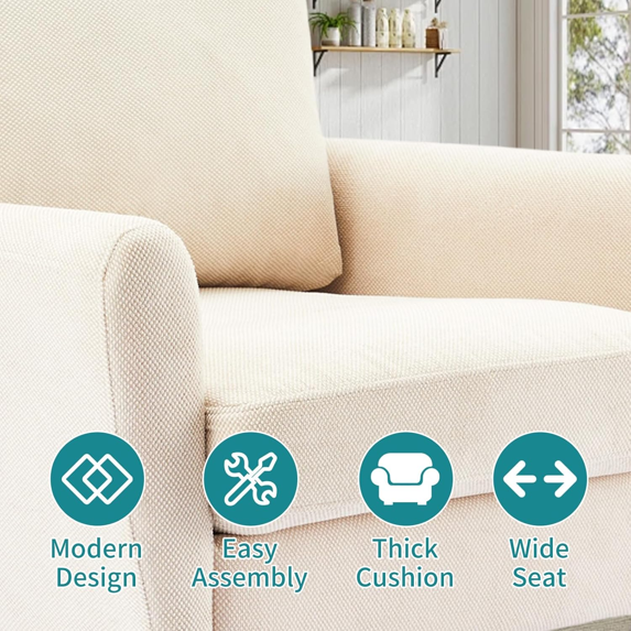 Roomisland Accent Chair, Comfy Lounge Chair with Pillow and Solid Wood Legs, Upholstered Modern Sofa for Living Room, Bedroom, Waiting Room, Office
