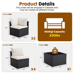 Roomisland 7 Piece Patio Conversation Set, Modular Outdoor Sectional Set, Modular Wicker Sectional Sofa with Thick Cushions, Adjustable Feet, Weather Resistant Rattan Outdoor Couch