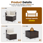 Roomisland 7 Piece Patio Conversation Set, Modular Outdoor Sectional Set, Modular Wicker Sectional Sofa with Thick Cushions, Adjustable Feet, Weather Resistant Rattan Outdoor Couch