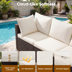 Roomisland 7 Piece Patio Conversation Set, Modular Outdoor Sectional Set, Modular Wicker Sectional Sofa with Thick Cushions, Adjustable Feet, Weather Resistant Rattan Outdoor Couch