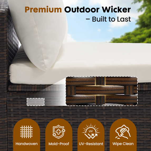 Roomisland 7 Piece Patio Conversation Set, Modular Outdoor Sectional Set, Modular Wicker Sectional Sofa with Thick Cushions, Adjustable Feet, Weather Resistant Rattan Outdoor Couch