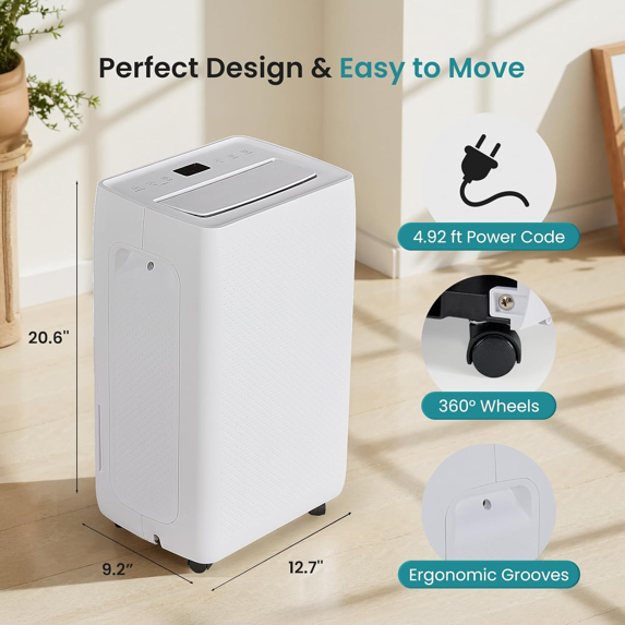 Roomisland 30 Pint Dehumidifier for Basement, 38dB Quiet, Precise Humidity Control, Drain Hose & 4.5L Water Tank, Small 2000 Sq.ft Dehumidifiers, Smart Humidity Ring, Ideal for Home, Bedroom