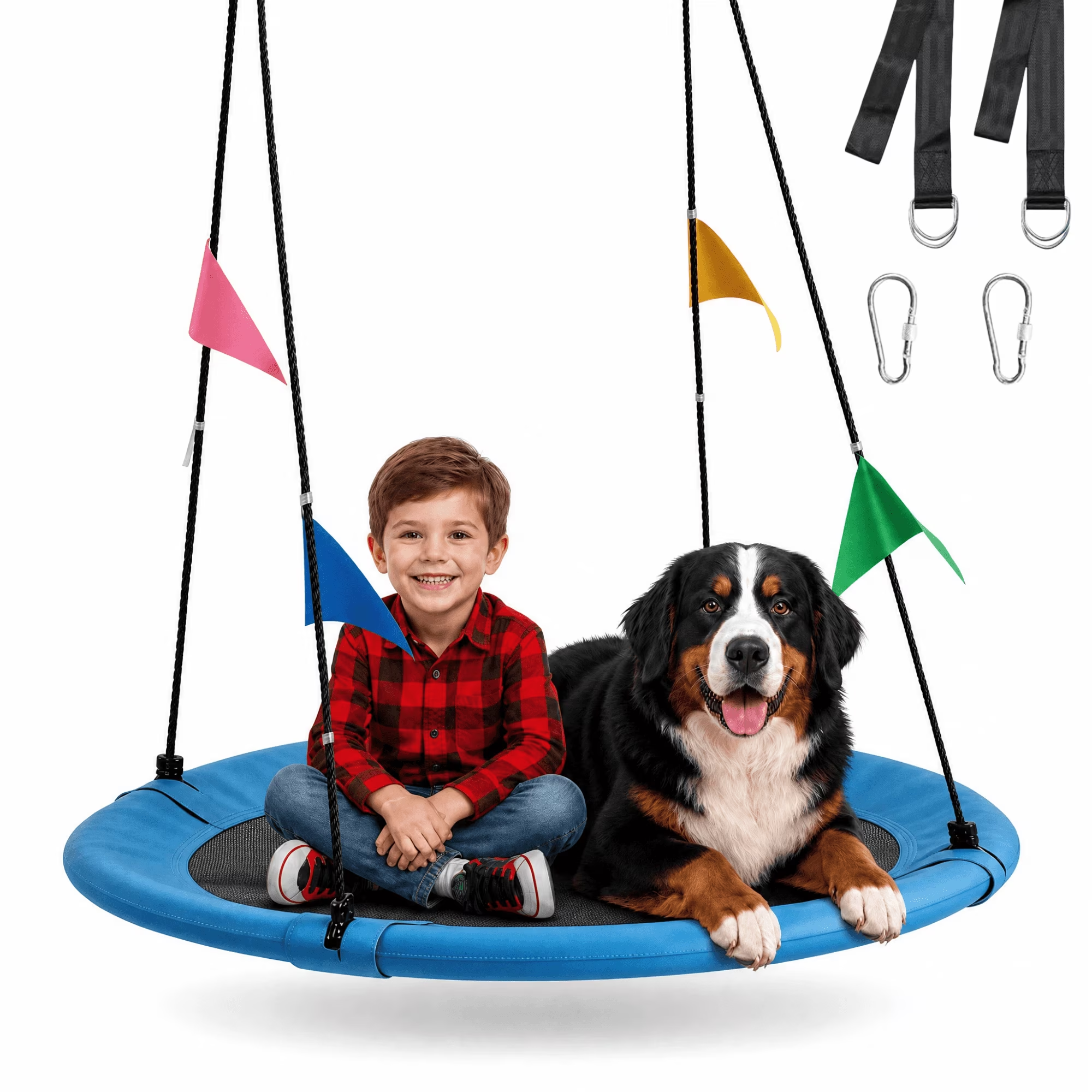 40 Inch Saucer Tree Swing, Heavy Duty Round Swing Seat for Kids & Adults, Adjustable Ropes, Waterproof Outdoor Backyard Playground