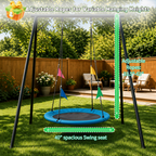 40 Inch Saucer Tree Swing, Heavy Duty Round Swing Seat for Kids & Adults, Adjustable Ropes, Waterproof Outdoor Backyard Playground
