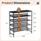 Roomisland Shoe Rack for Entryway 5-Tier, Metal Shoe Organizer with Adjustable Mesh Shelves, Heavy Duty Shoe Storage for Entryway