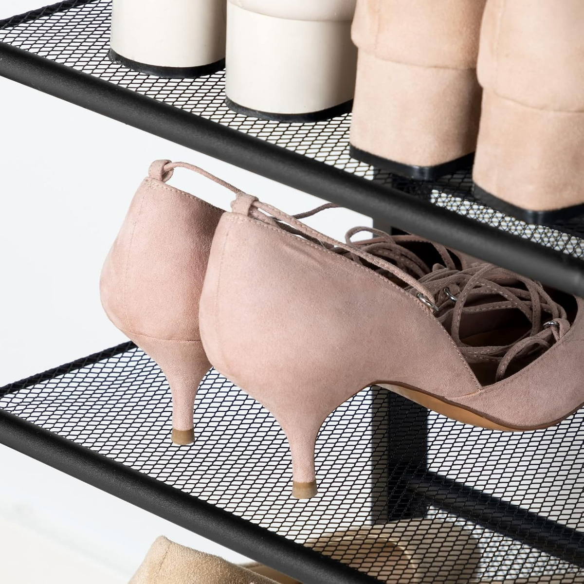 Roomisland Shoe Rack for Entryway 5-Tier, Metal Shoe Organizer with Adjustable Mesh Shelves, Heavy Duty Shoe Storage for Entryway