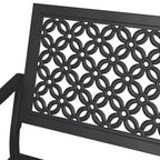 Outdoor Bench with Floral Design, Anti-Rust Steel Garden Bench for Patio, Porch, Park, Weatherproof Metal Bench with 660LB Capacity, Sunflower for Yard, Garden Decor Black