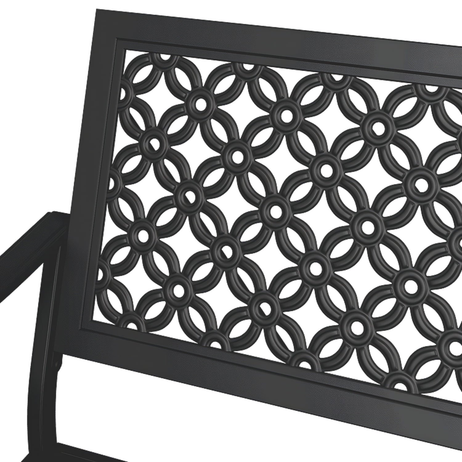 Outdoor Bench with Floral Design, Anti-Rust Steel Garden Bench for Patio, Porch, Park, Weatherproof Metal Bench with 660LB Capacity, Sunflower for Yard, Garden Decor Black