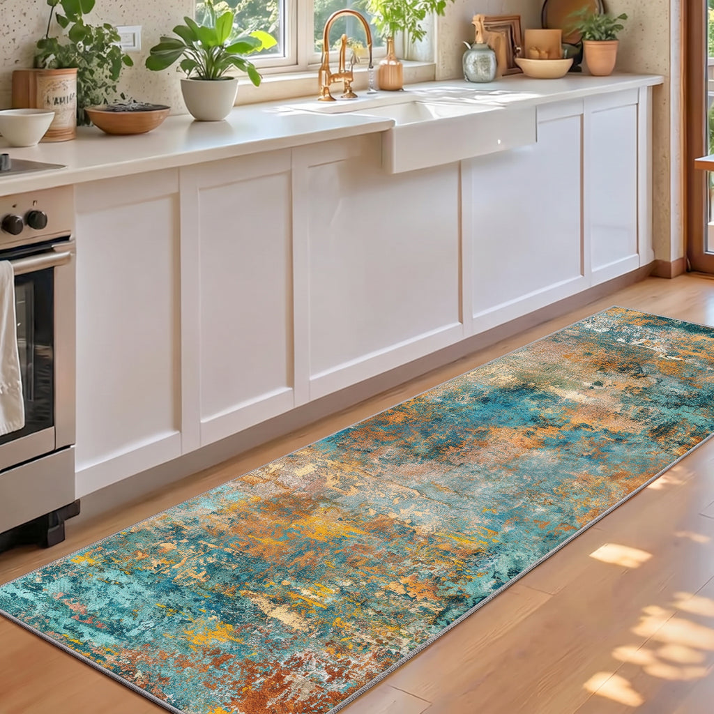 Roomisland 2x6ft Kitchen Runner Rug Washable, Non Slip Hallway Floor Mat for Entryway Laundry, Low Profile Rugs Carpet with Rubber Backing for Indoor Bedroom Kitchen Living Room