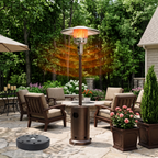 Roomisland 48000 BTU Outdoor Propane Heater with Sand Box Anti-Tip Base, Weighted Patio Heater on Wheels, Double-Layer Stainless Burner, Windproof Auto-Off for Backyard Deck Garden