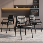 Roomisland Office Waiting Room Chair with Padded Arms, Ergonomic Leather Desk Guest Chair, Stable Heavy Duty Conference Chair for Meeting Lobby Medical Clinic 3pcs