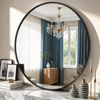 Round Bathroom Mirror, 30 Inch Large Circle Vanity Mirror with Anti-Rust Aluminum Frame, Modern Wall Mounted Mirror for Bedroom, Living Room, Wall Decor