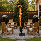 Roomisland 70 inch Steel Smokeless Wood Pellet Fire Torch with Glass Tube, Tall Outdoor Patio Bonfire Ambiance