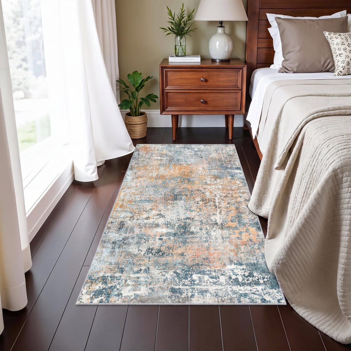 Roomisland 2x4ft Kitchen Runner Rug Washable, Non Slip Hallway Floor Mat for Entryway Laundry, Low Profile Rugs Carpet with Rubber Backing for Indoor Bedroom Kitchen Living Room