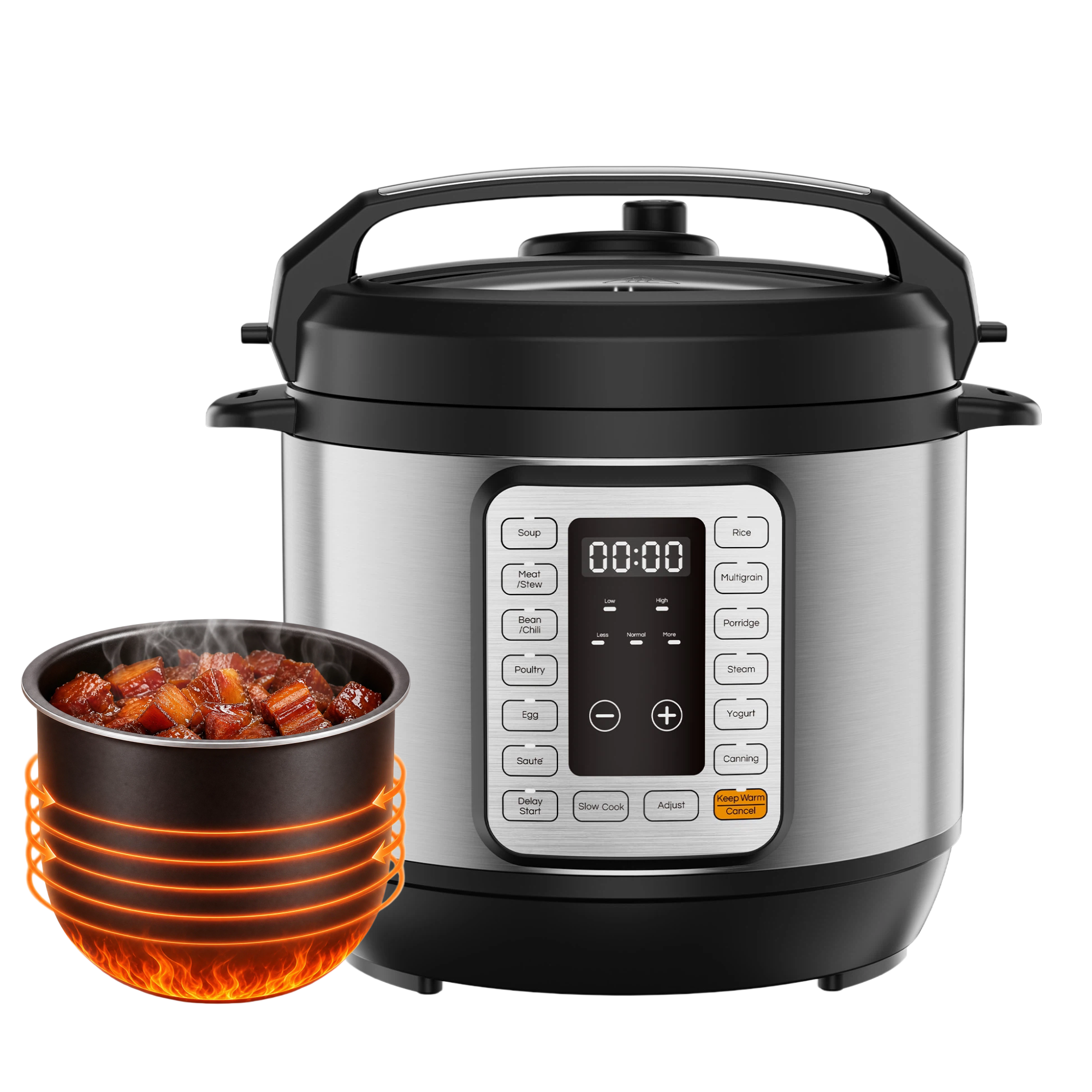 Roomisland 6QT Electric Pressure Cooker, 16-in-1 Stainless Steel Multi Cooker with 12 Preset Programs, Multi- Non-Stick Pot for Slow Cook,Steam, Canning, Dishwasher Safe