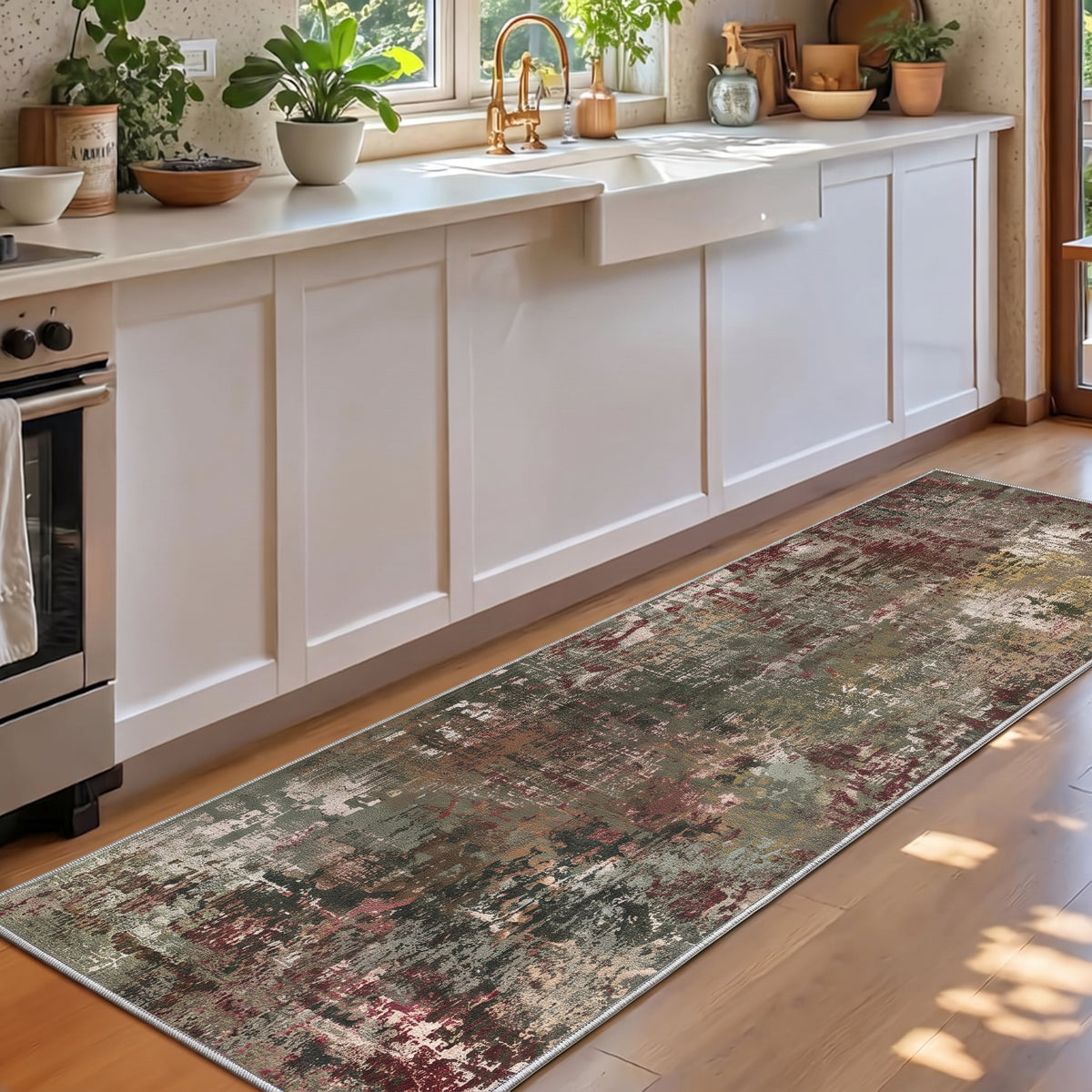 Roomisland 2x6ft Kitchen Runner Rug Washable, Non Slip Hallway Floor Mat for Entryway Laundry, Low Profile Rugs Carpet with Rubber Backing for Indoor Bedroom Kitchen Living Room
