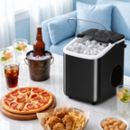 Roomisland Countertop Ice Maker, Portable Ice Machine with Handle, Basket & Scoop, 26Lbs/24H, 9 Bullet Ice Cubes in 6-8 Mins, Auto-Cleaning Silent Ice Maker for Home, Kitchen, RV Camping Outdoor