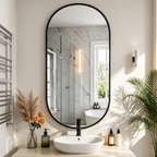 Roomisland Oval Wall Mirror Black 24"x48", Brushed Metal Frame Vanity Mirror, Tempered Glass, Wall Mount Mirror for Bathroom, Bedroom, Entryway, Living Room, Horizontal/Vertical